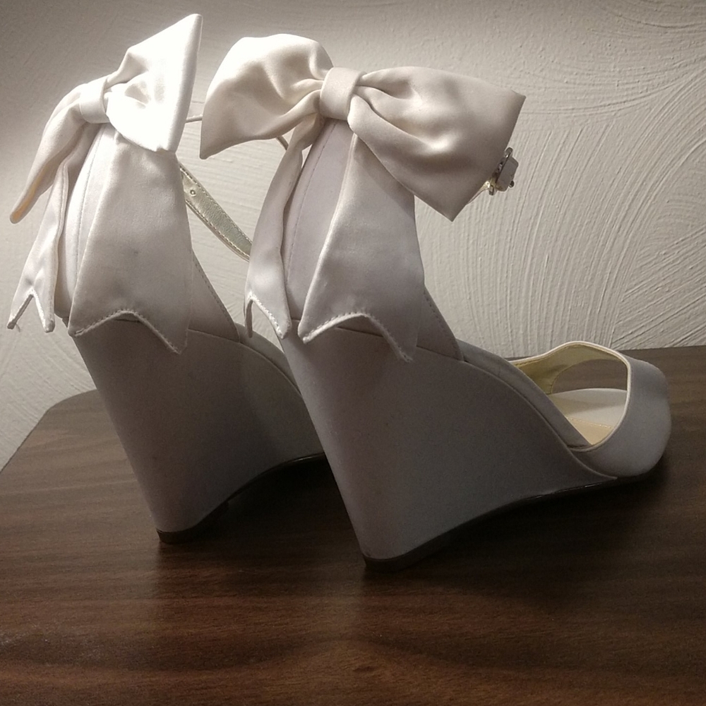White heeled sandals